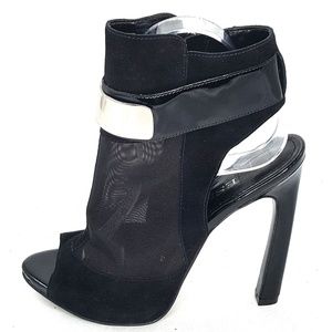 Guess Sheer Panel Silver Plate Ankle Booties 7.5